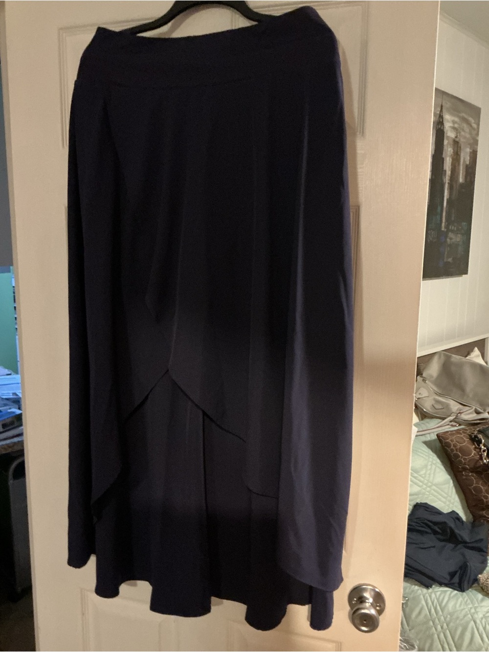 HALARA Navy High-Low Layered Midi Skirt